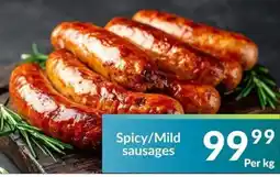 Super Save Spicy/ Mild sausages offer