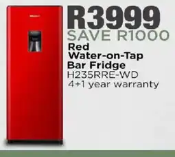 House & Home Hisense Red Water-on-Tap Bar Fridge offer