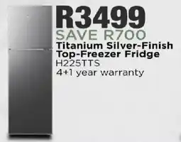 House & Home Hisense Titanium Silver-Finish Top-Freezer Fridge offer