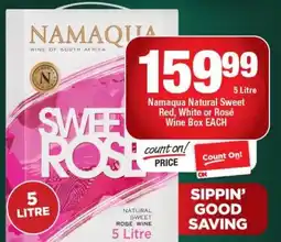 OK Liquor Namaqua Natural Sweet Red, White or Rosé Wine Box offer