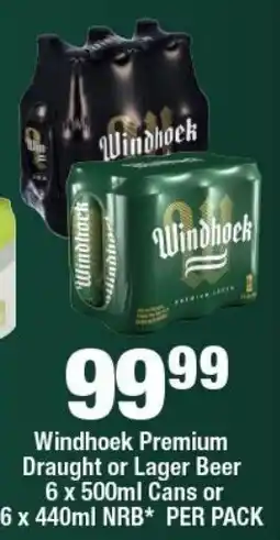 OK Liquor Windhoek Premium Draught or Lager Beer Cans or NRB offer