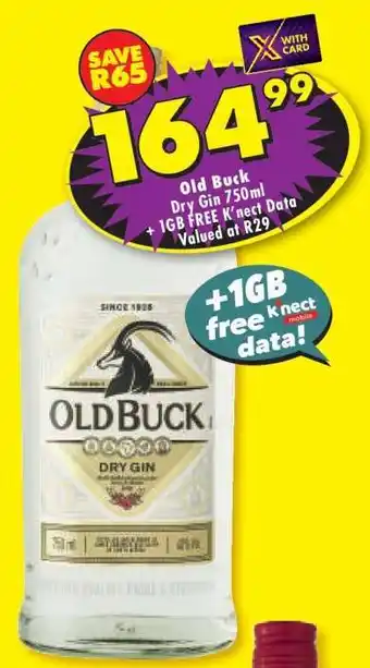 Shoprite Old Buck Dry Gin 750ml offer