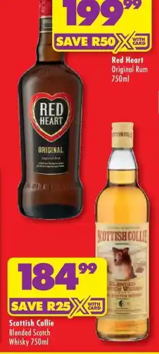 Shoprite SCOTTISH COLLIE BLENDED SCOTCH WHISKY 750ml offer