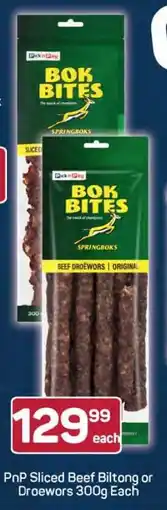 Pick n Pay PnP Sliced Beef Biltong or Droëwors 300g Each offer
