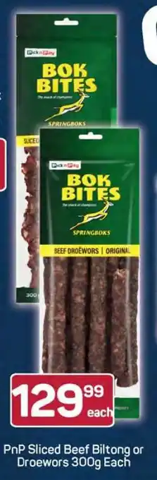 Pick n Pay PnP Sliced Beef Biltong or Droëwors 300g Each offer