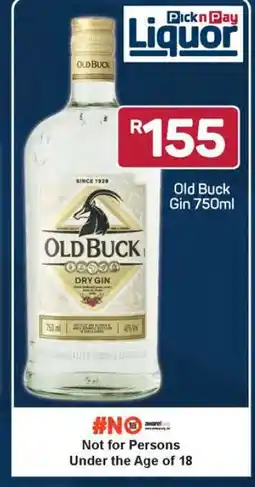 Pick n Pay Old Buck Gin 750ml offer