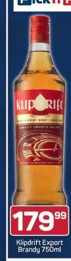 Pick n Pay KLIPDRIFT EXPORT BRANDY 750ml offer