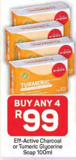 Pick n Pay Eff-Active Charcoal or Tumeric Glycerine Soap 100ml offer