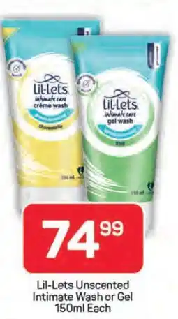 Pick n Pay Lil-Lets Unscented Intimate Wash or Gel 150ml Each offer