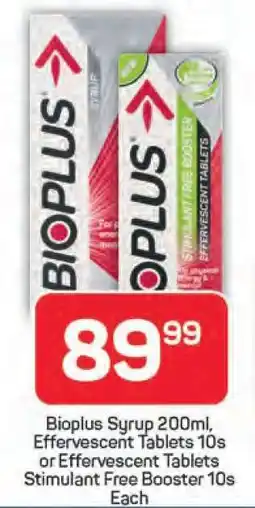 Pick n Pay Bioplus Syrup 200ml, Effervescent Tablets 10s or Effervescent Tablets Stimulant Free Booster 10s offer