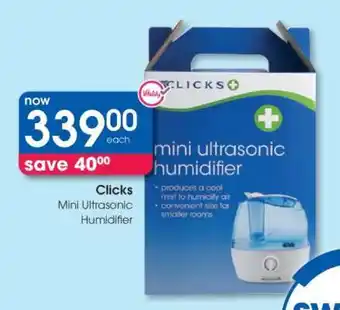 Clicks Clicks Mini Ultrasonic Humidifier offer