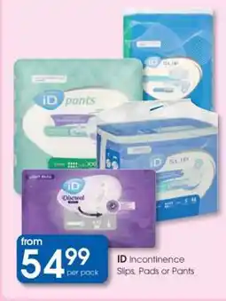 Clicks ID Incontinence Slips, Pads or Pants offer