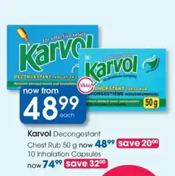 Clicks Karvol Decongestant Chest Rub 50 g offer