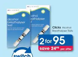 Clicks Clicks Alcohol Breathalyser Tests offer