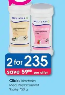 Clicks Clicks Trimshake Meal Replacement Shake 450 g offer