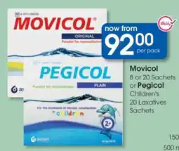 Clicks Movicol or Pegicol Children's 20 Laxatives Sachets offer