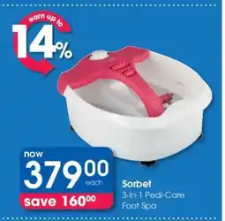Clicks Sorbet 3-in-1 Pedi-Care Foot Spa offer