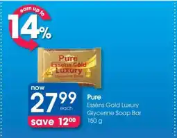 Clicks Pure Essēns Gold Luxury Glycerine Soap Bar 150 g offer