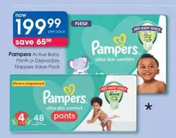 Clicks Pampers Active Baby Pants or Disposable Nappies Value Pack offer