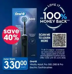 Clicks Oral-B Vitality Adult, Pro 300, DB5 & Pro Electric Toothbrushes offer