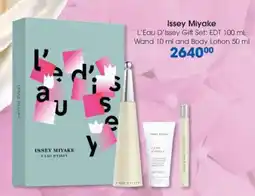 Clicks Issey Miyake L’Eau D’Issey Gift Set: EDT 100 ml, Wand 10 ml and Body Lotion 50 ml offer