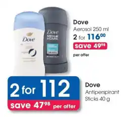 Clicks Dove Antiperspirant Sticks 40 g offer