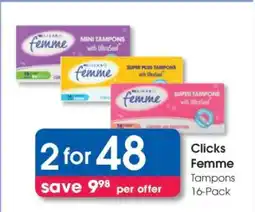 Clicks Clicks Femme Tampons 16-Pack offer