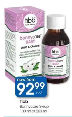 Clicks Tibb Bonnycare Syrup 100 ml or 200 ml offer