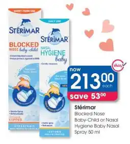 Clicks Stérimar Blocked Nose Baby-Child or Nasal Hygiene Baby Nasal Spray 50 ml offer