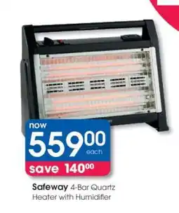 Clicks Safeway 4-Bar Quartz Heater with Humidifier offer