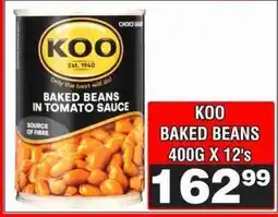 Advance Cash n Carry KOO BAKED BEANS 400G X 12's offer