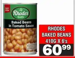Advance Cash n Carry RHODES BAKED BEANS 410G X 6's offer