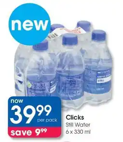 Clicks Clicks Still Water 6 x 330 ml offer