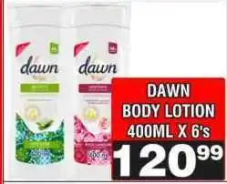 Advance Cash n Carry DAWN BODY LOTION 400ML X 6's offer