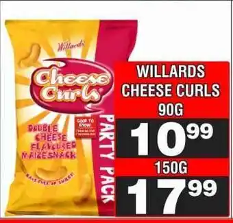 Advance Cash n Carry WILLARDS CHEESE CURLS 90G offer