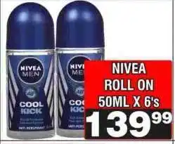 Advance Cash n Carry NIVEA ROLL ON 50ML X 6's offer