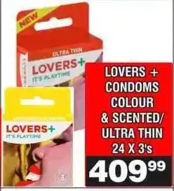 Advance Cash n Carry LOVERS + CONDOMS COLOUR & SCENTED/ULTRA THIN 24 X 3's offer
