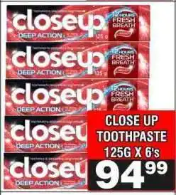 Advance Cash n Carry CLOSE UP TOOTHPASTE 125G X 6'S offer