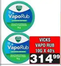 Advance Cash n Carry VICKS VAPO RUB 10G X 40's offer