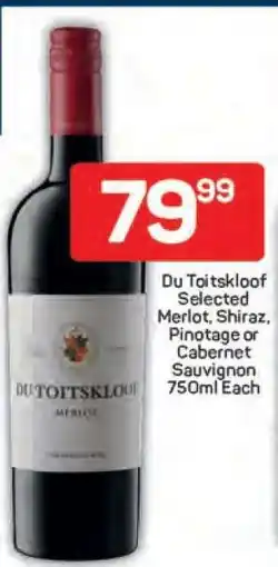 Pick n Pay Du Toitskloof Selected Merlot, Shiraz, Pinotage or Cabernet Sauvignon 750ml Each offer