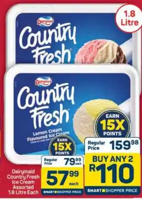 Pick n Pay Dairymaid Country Fresh Ice Cream Assorted 1.8 Litre Each offer