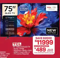 Pick n Pay 75 (190cm) QLED TV offer