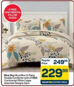 Pick n Pay Blue Sky Microfibre 3-Piece Double Comforter with 2 FREE Continental Pillow Cases offer
