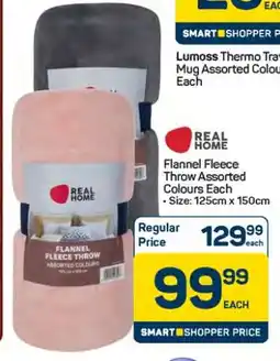 Pick n Pay Flannel Fleece Throw Assorted Colours Each offer