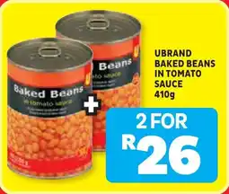 Usave Ubrand baked beans in tomato sauce 410g offer