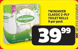 Usave Twinsaver classic 2-ply toilet rolls offer