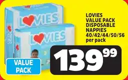 Usave Lovies value pack disposable nappies offer