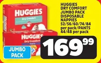 Usave Huggies dry comfort jumbo pack disposable nappies/ pants offer