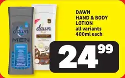 Usave Dawn hand & body lotion offer