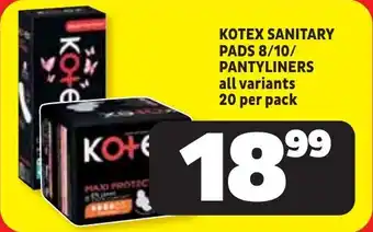 Usave Kotex sanitary pads/ pantyliners offer